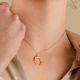 Crescent Moon Pendant necklace for women,Brass 22k gold plated, Handmade jewelry